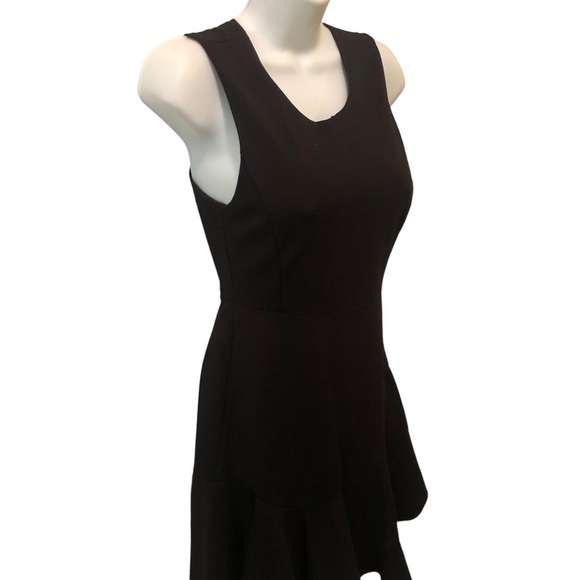 Rebecca Taylor Scoop Neck Mini Dress 0 Flare Skirt Black Stretch Empire Waist - Picture 2 of 5